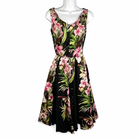 Pinup Couture Havana Nights Dress Hibiscus Stripe Laura Byrnes Women Extra Small - Picture 1 of 5